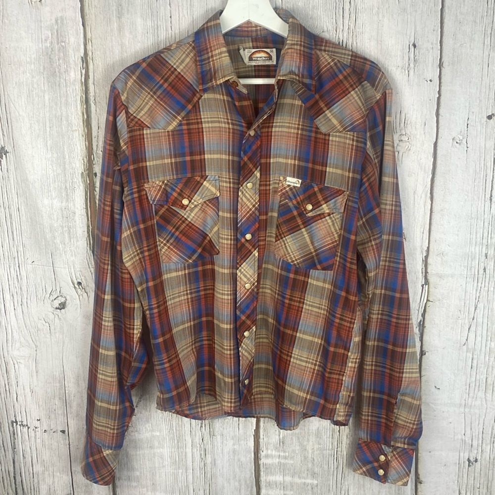 Vintage Wrangler Snap Button Western Button Down Size M  160